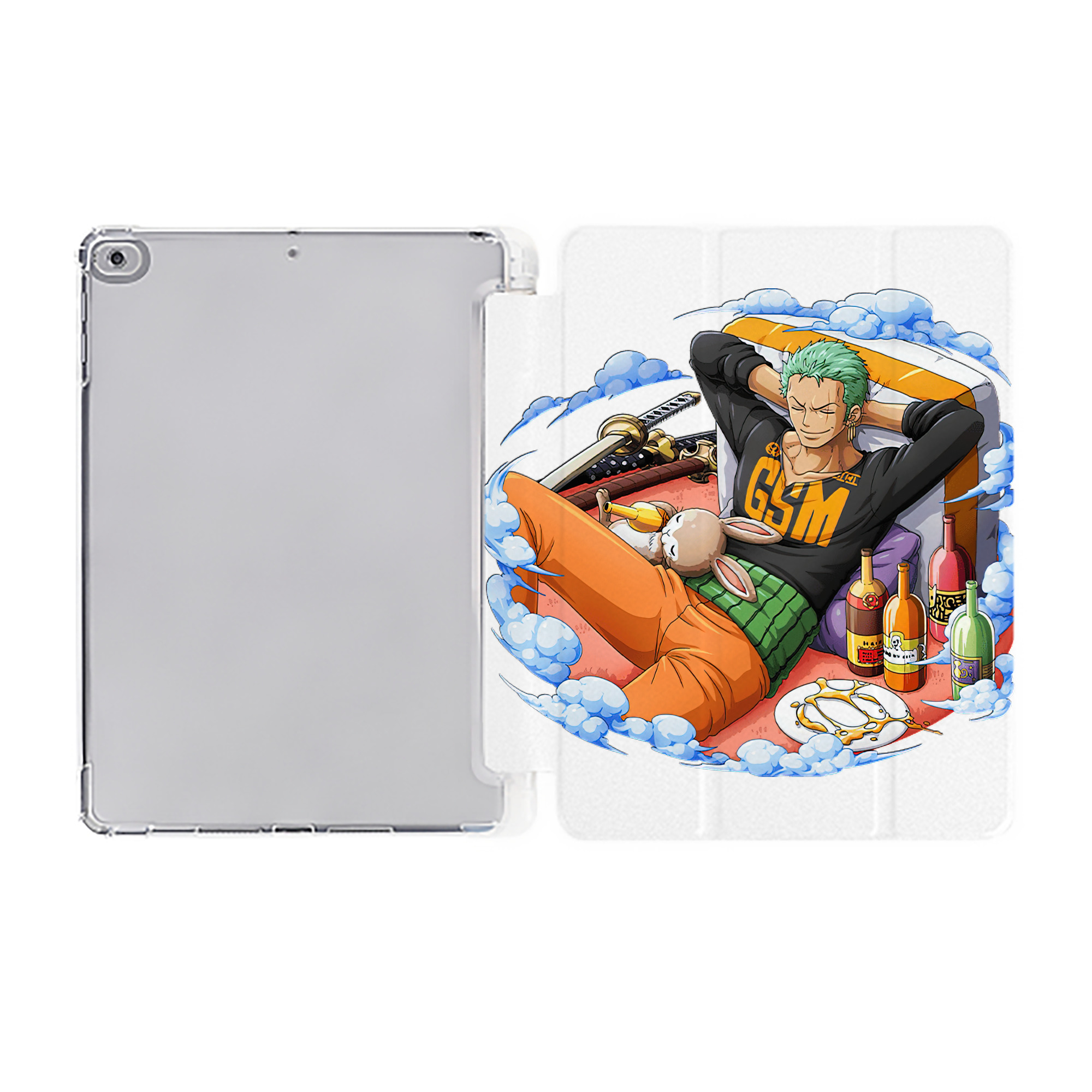 （画像用） ワンピース ロロノア・ゾロ ONE PIECE Roronoa Zoro IPad ケース ペン収納付き 三つ折りスタンド PUレザー×シリコン 対応機種9.5/10.5/10.9インチ